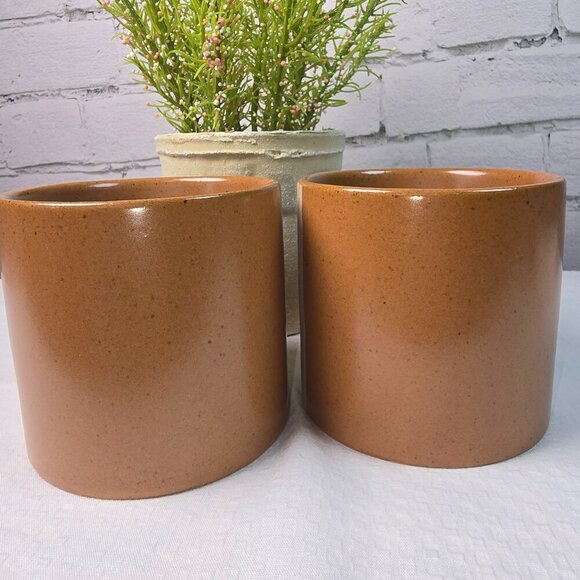 HEARTH AND HAND BY MAGNOLIA TRIPLE STRIPE STONEWARE MUG SET BROWN AND CREAM Euc - Picture 3 of 8